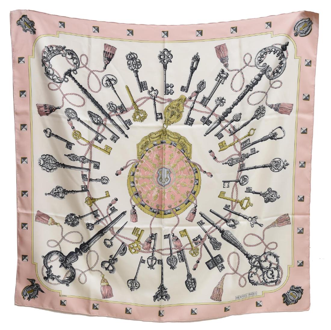 HERMES SILK TWILL SCARF, 'LES CLES' PATTERN (1 of 2)
