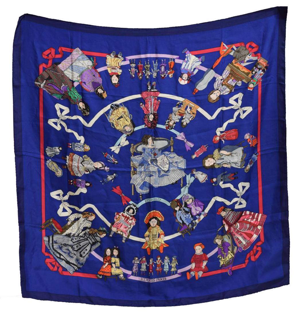 HERMES SILK TWILL SCARF, "HELLO DOLLY" PATTERN (1 of 2)
