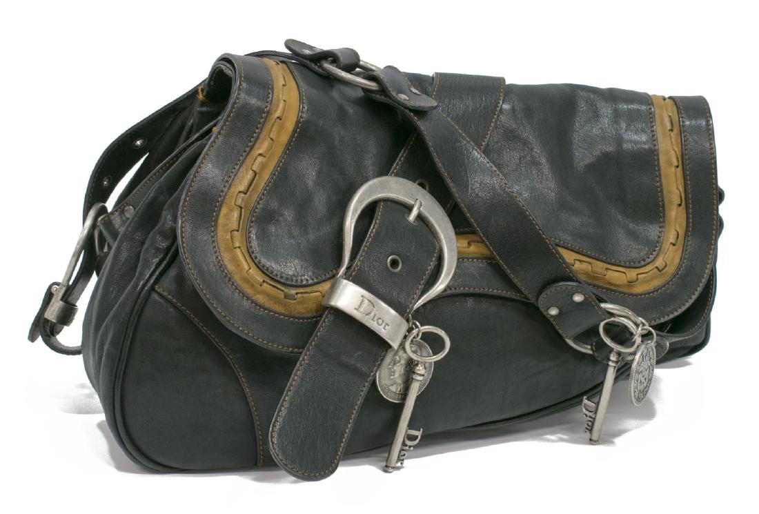 CHRISTIAN DIOR "GAUCHO SADDLE" BLACK LEATHER BAG (1 of 6)