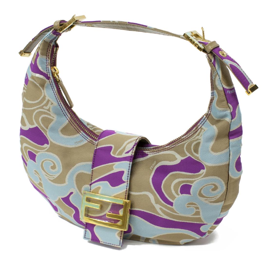 FENDI 'CROISSANT' WAVE PATTERN CANVAS HANDBAG (1 of 5)