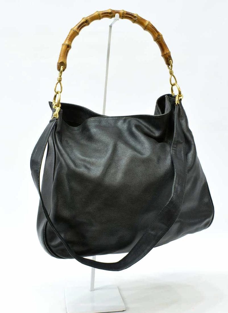 GUCCI BLACK LEATHER SATCHEL WITH BAMBOO HANDLE (1 of 4)