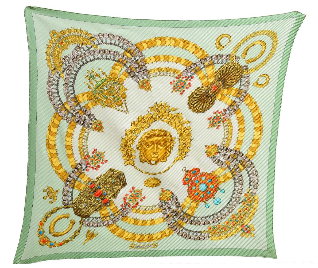 HERMES PLEATED SILK TWILL SCARF, 'KOSMIMA' PATTERN (1 of 4)