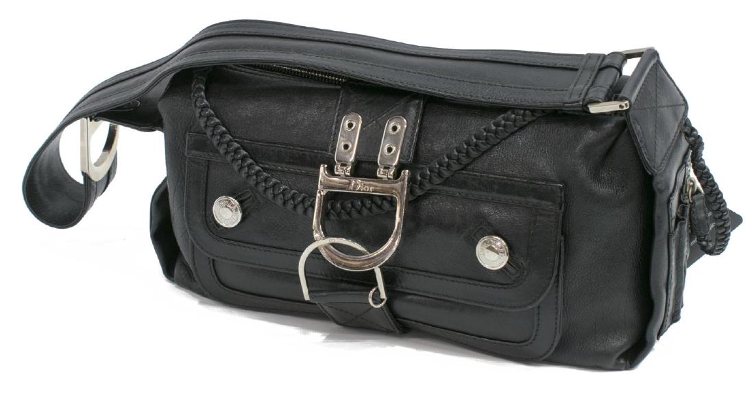 CHRISTIAN DIOR BLACK GRAINED LEATHER SHOULDER BAG (1 of 5)