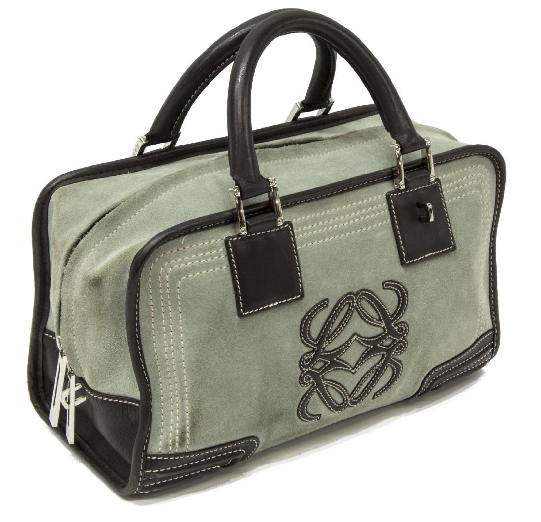 LOEWE 'AMAZONA' TEAL SUEDE HANDBAG (1 of 5)