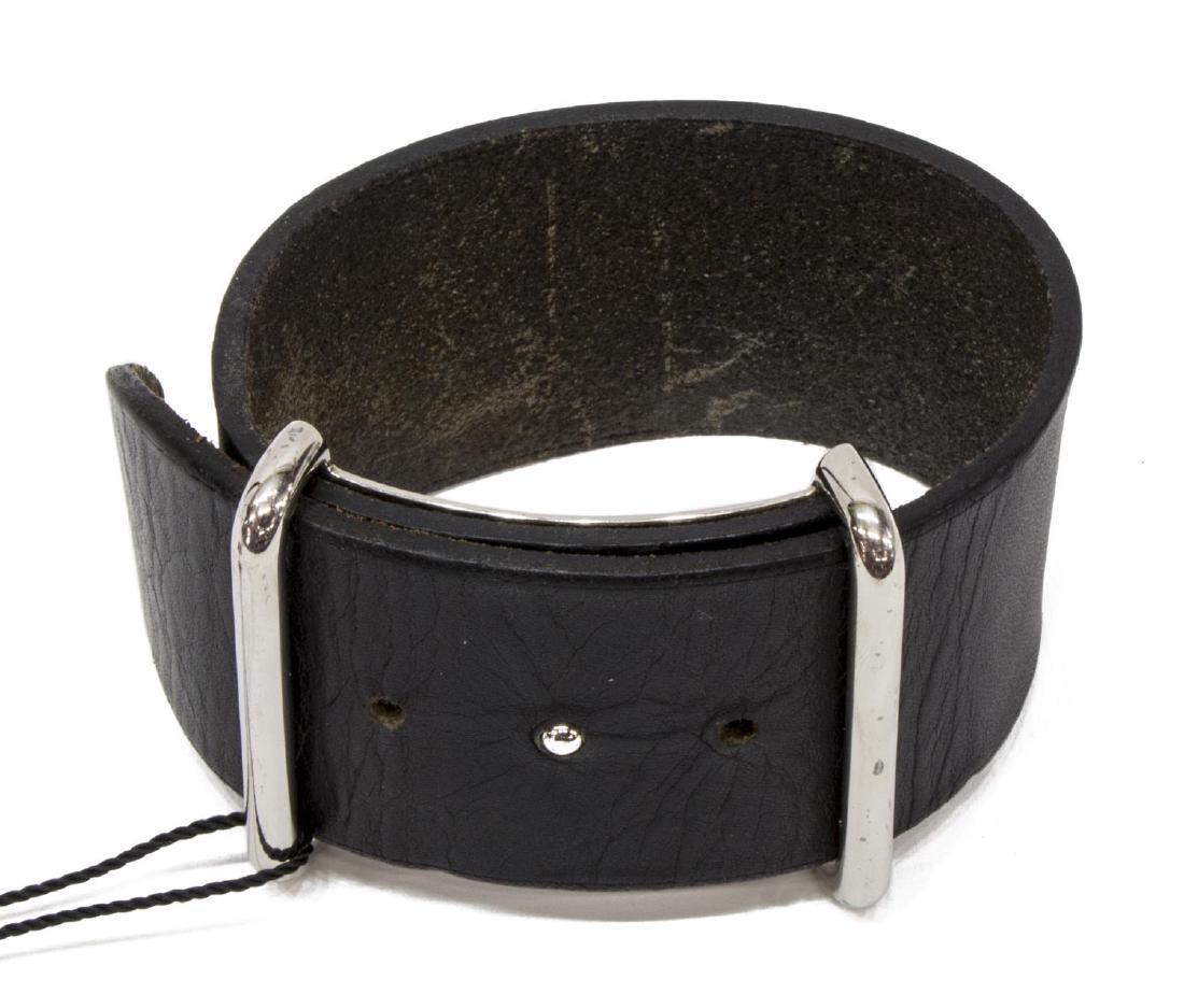 HERMES 'IDEM' BLACK LEATHER CUFF BRACELET (1 of 3)