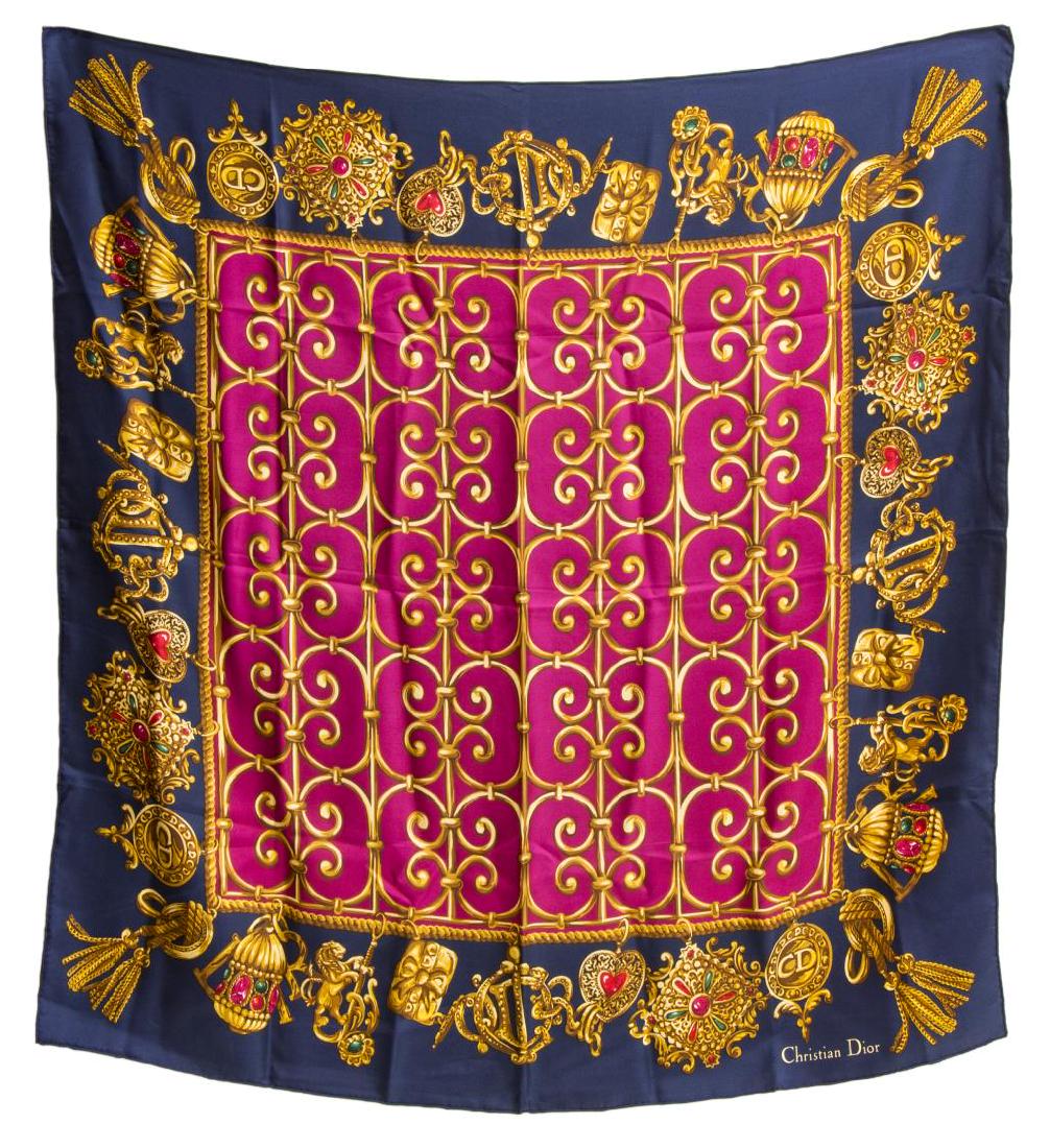 CHRISTIAN DIOR PRINTED SILK SCARF (1 of 2)