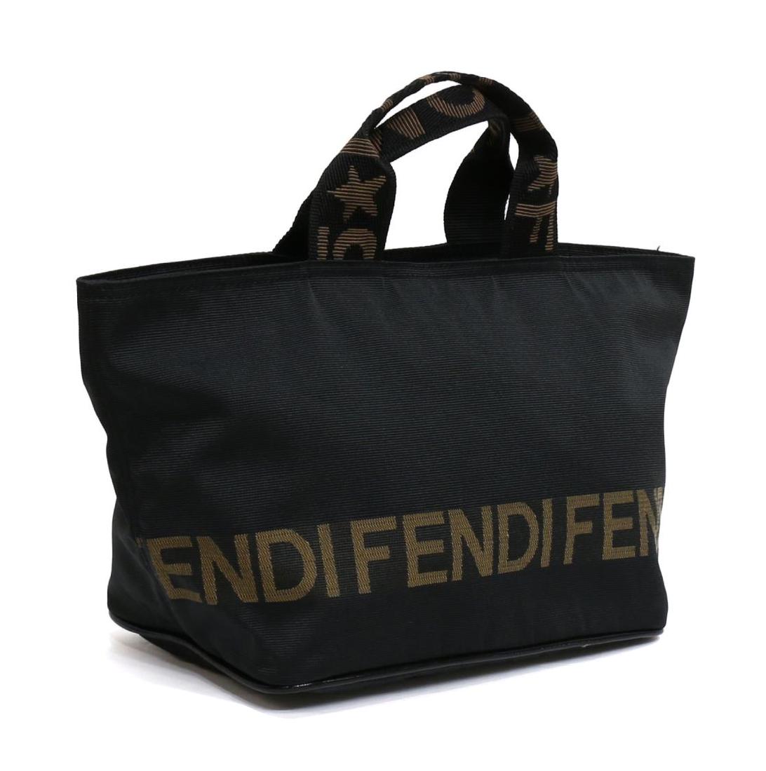 FENDI BLACK CANVAS TOTE HANDBAG (1 of 5)