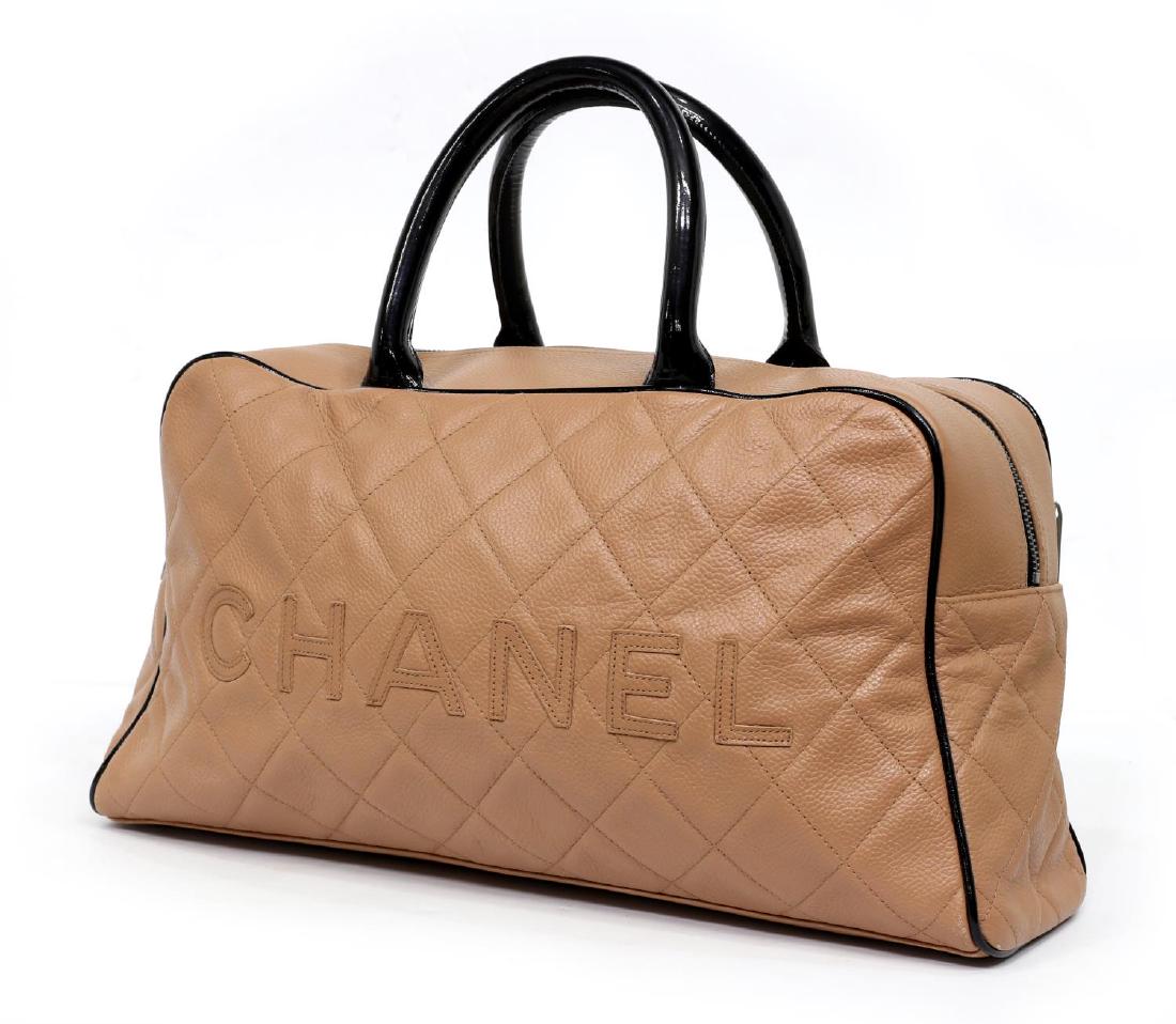 CHANEL DUSTY PINK & BLACK QUILTED LEATHER HAND BAG (1 of 4)