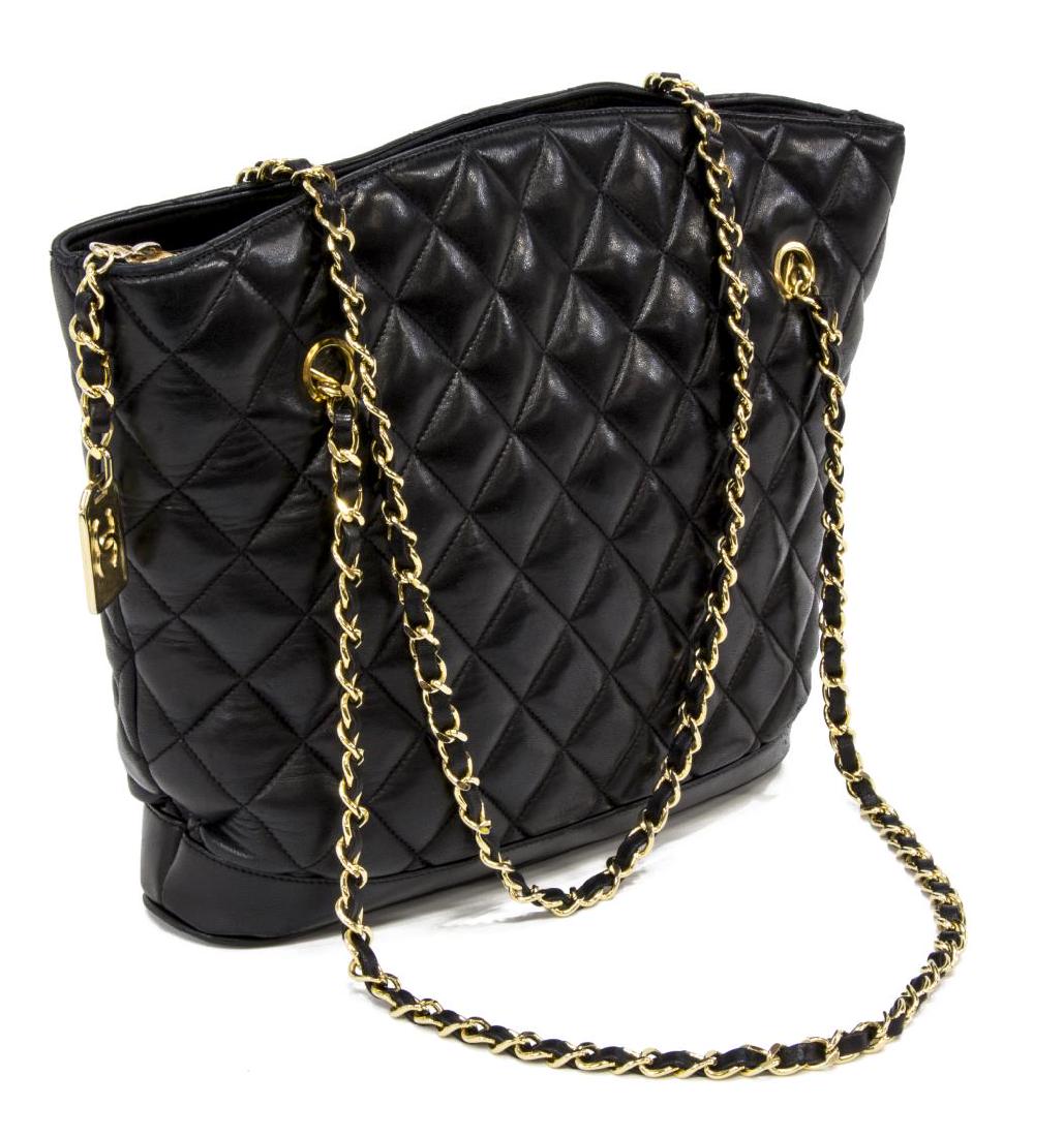 CHANEL BLACK QUILTED LEATHER SHOPPING TOTE BAG (1 of 4)