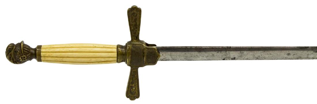 U.S. MILITIA BONE HANDLE SWORD: U.S. Militia sword, 26" balde, ribbed bone handle with helmet pommel, overall: 32.5"l Start Price: $100.00