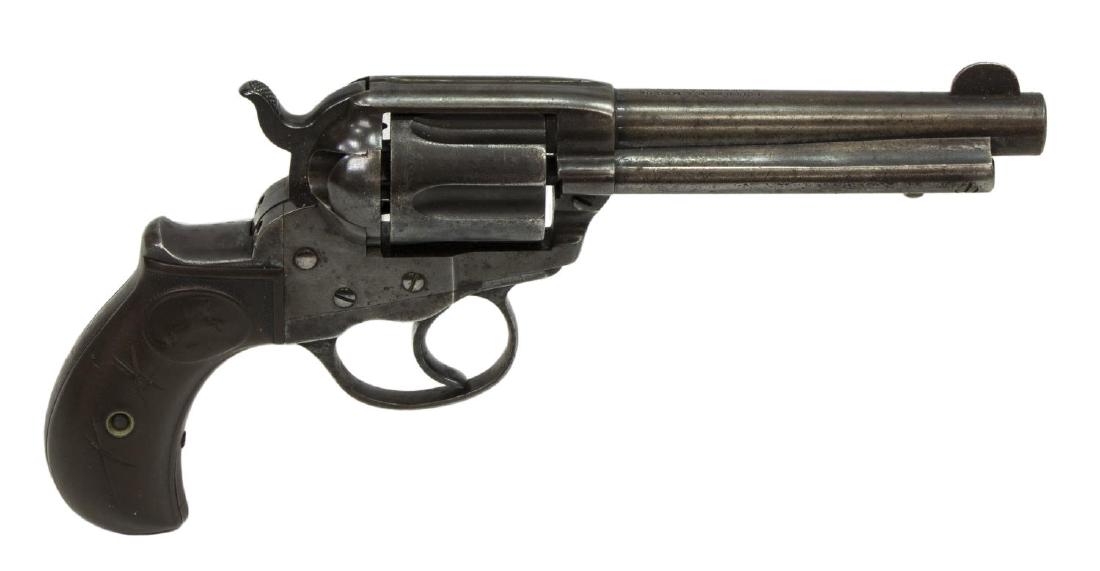 SCARCE 1877 COLT LIGHTNING, AMERICAN EXPRESS CO.: Colt Model 1877 Lightning D.A. Revolver, .38 caliber, marked at 4.5" round barrel top on two lines Colt's PT FA Mfg. Col, Hartford Ct., U.S.A., at left barrel Colt. D.A. 38, at left frame on three lin