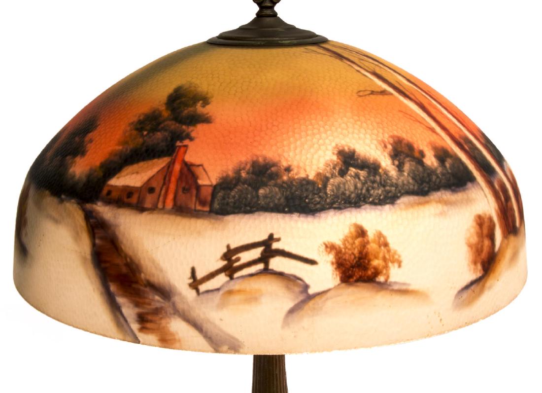 REVERSE PAINTED WINTER LANDSCAPE 2 LT TABLE LAMP (1 of 5)