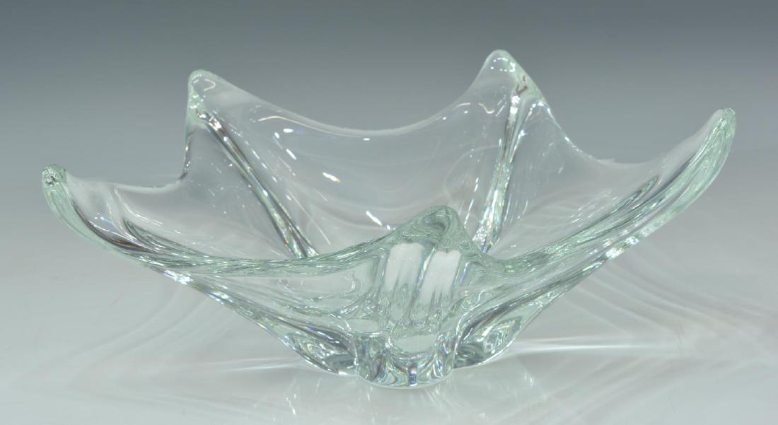 FRENCH DAUM CRYSTAL CENTERPIECE BOWL: French Daum crystal centerpiece bowl, mid to late 20th c., with etched signature, approx 5.25"h, 13.5"diam, 10.75lbs Start Price: $80.00