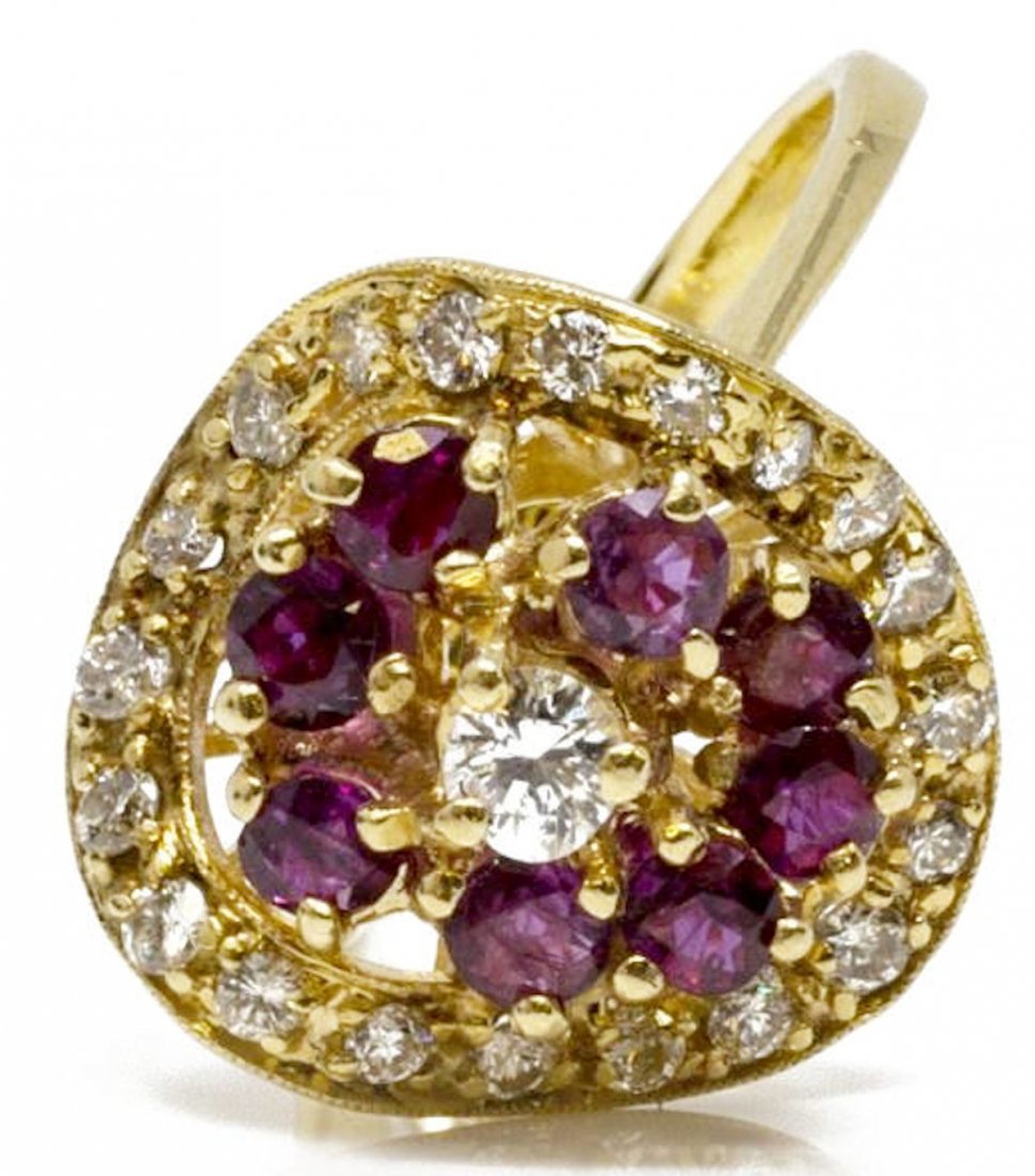 LADIES 14KT YELLOW GOLD RUBY & DIAMOND ESTATE RING (1 of 2)