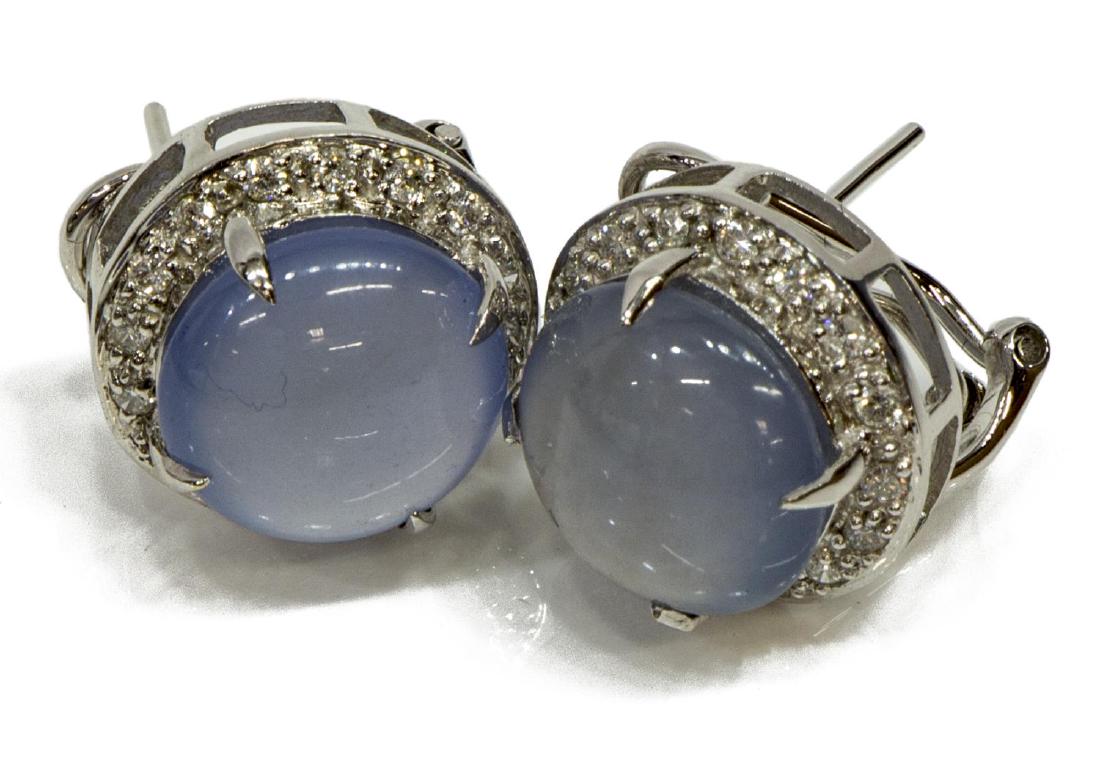 (2) LADIES 14KT WG MOONSTONE & DIAMOND EARRINGS (1 of 2)