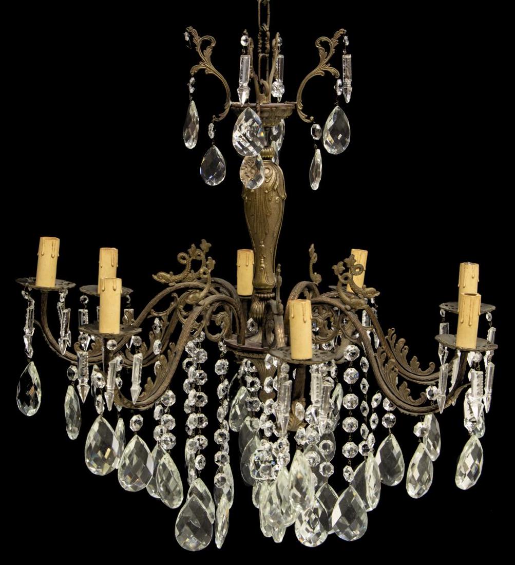 ITALIAN BRONZE FINISH CRYSTAL 8 LIGHT CHANDELIER (1 of 2)