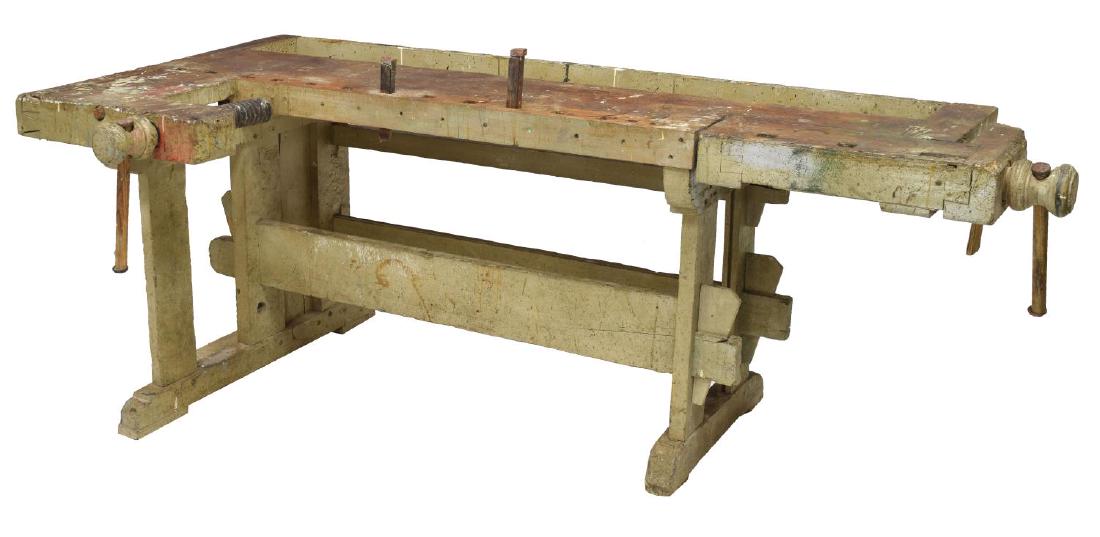 INDUSTRIAL PINE CRAFTSMAN'S WORK BENCH TABLE (1 of 5)