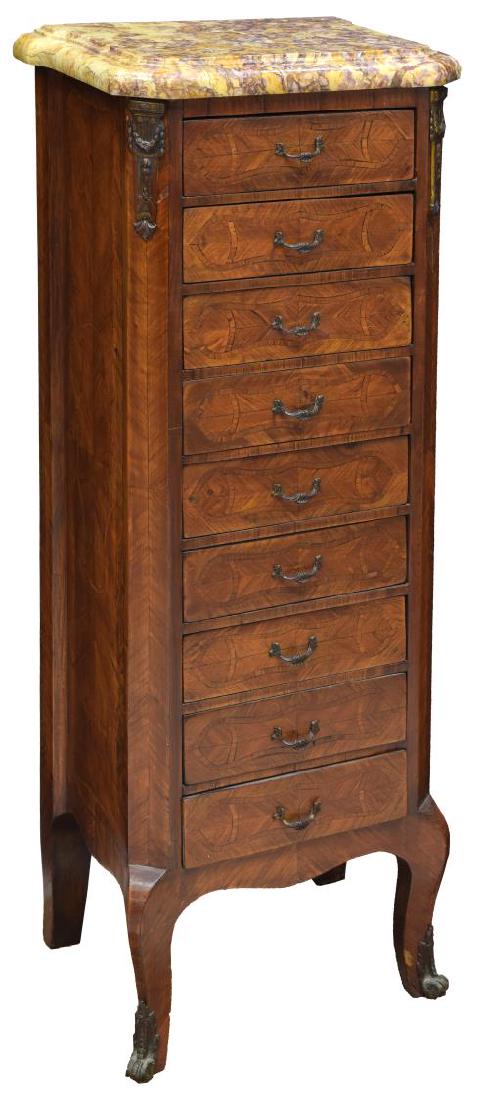 LOUIS XV STYLE WALNUT MARBLE TOP LINGERIE CHEST (1 of 3)