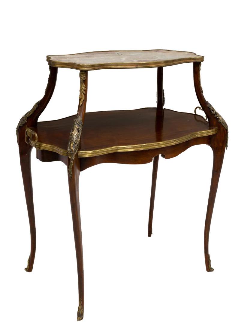 FRENCH GILT METAL MOUNTED MARBLE TIERED SIDE TABLE (1 of 3)