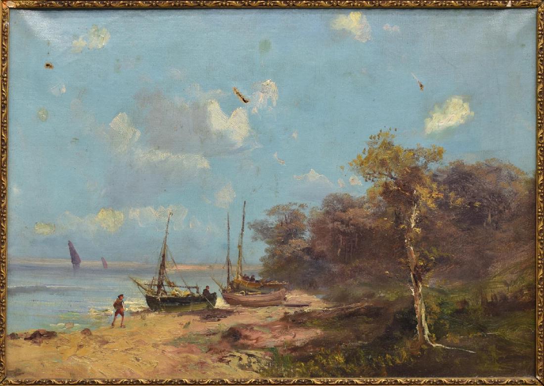 FRAMED OIL ON CANVAS SEASCAPE BEACH PAINTING (1 of 6)