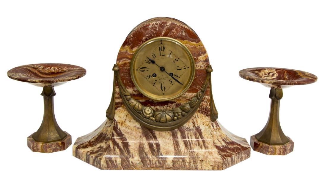 FRENCH ART NOUVEAU GARNITURE CLOCK SET (1 of 5)