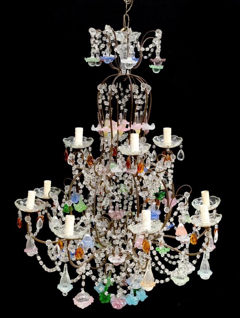 ITALIAN ART GLASS FLOWER SWAG 12-LIGHT CHANDELIER (1 of 1)