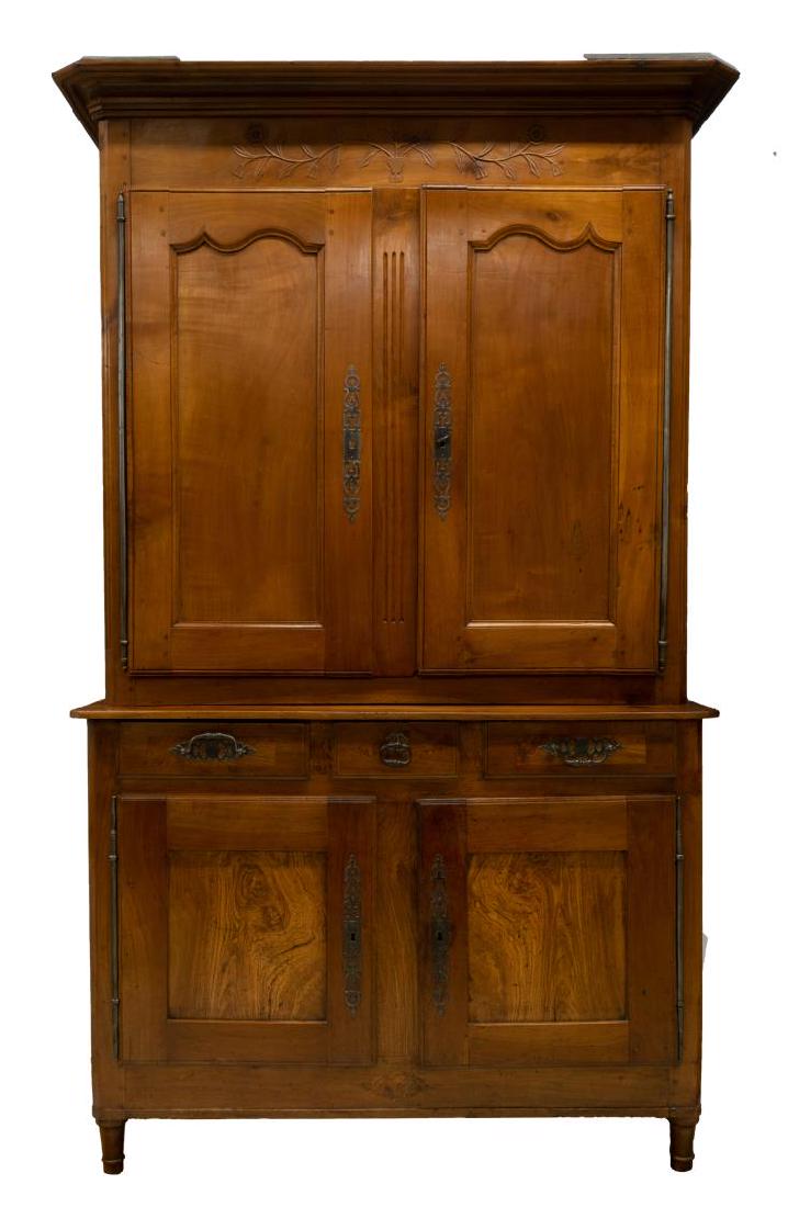 FRENCH 19TH C. CHERRYWOOD DEUX CORPS CUPBOARD (1 of 4)