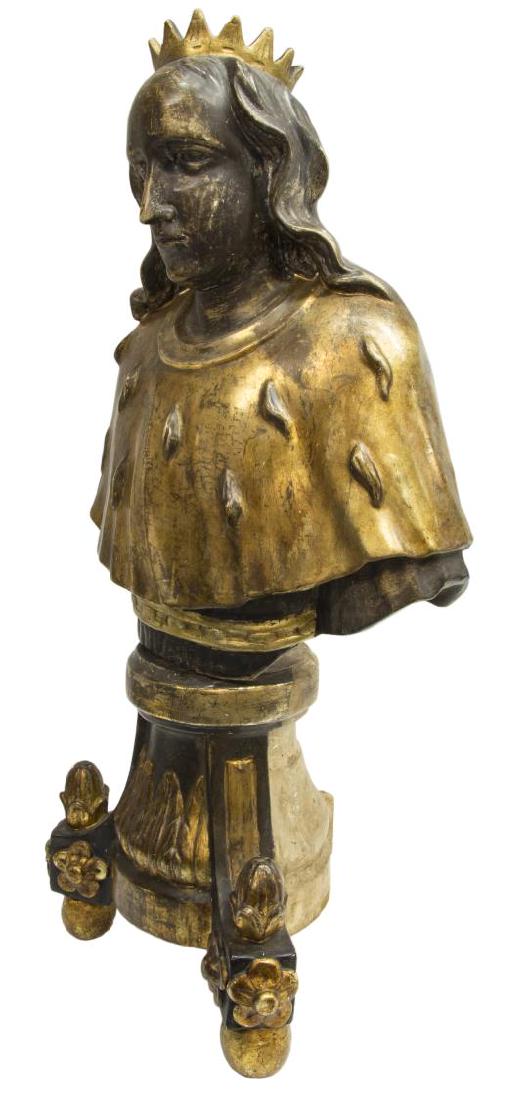 LARGE ITALIAN GILTWOOD CROWNED BUST ON STAND (1 of 4)