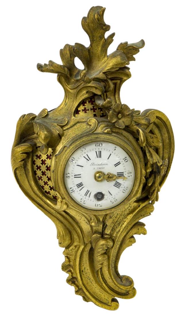 FRENCH LOUIS XV STYLE BRINDEAU BRONZE DORE CLOCK (1 of 3)
