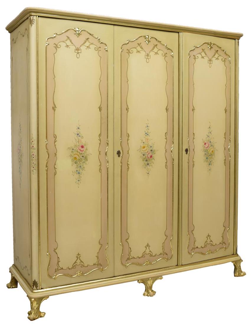 VENETIAN PARCEL GILT FLORAL PAINTED ARMOIRE (1 of 2)