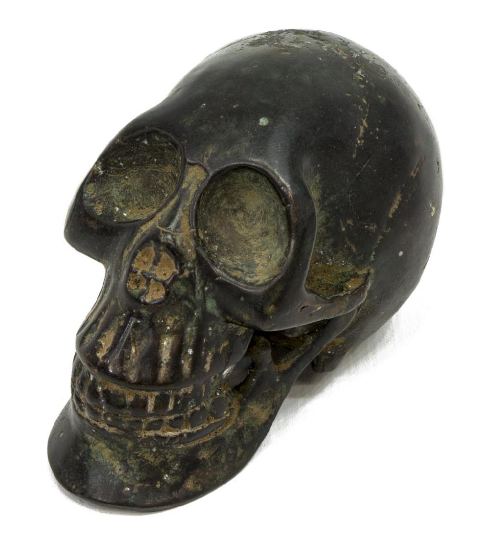 SMALL PATINATED BRONZE SKULL MEMENTO MORI (1 of 5)