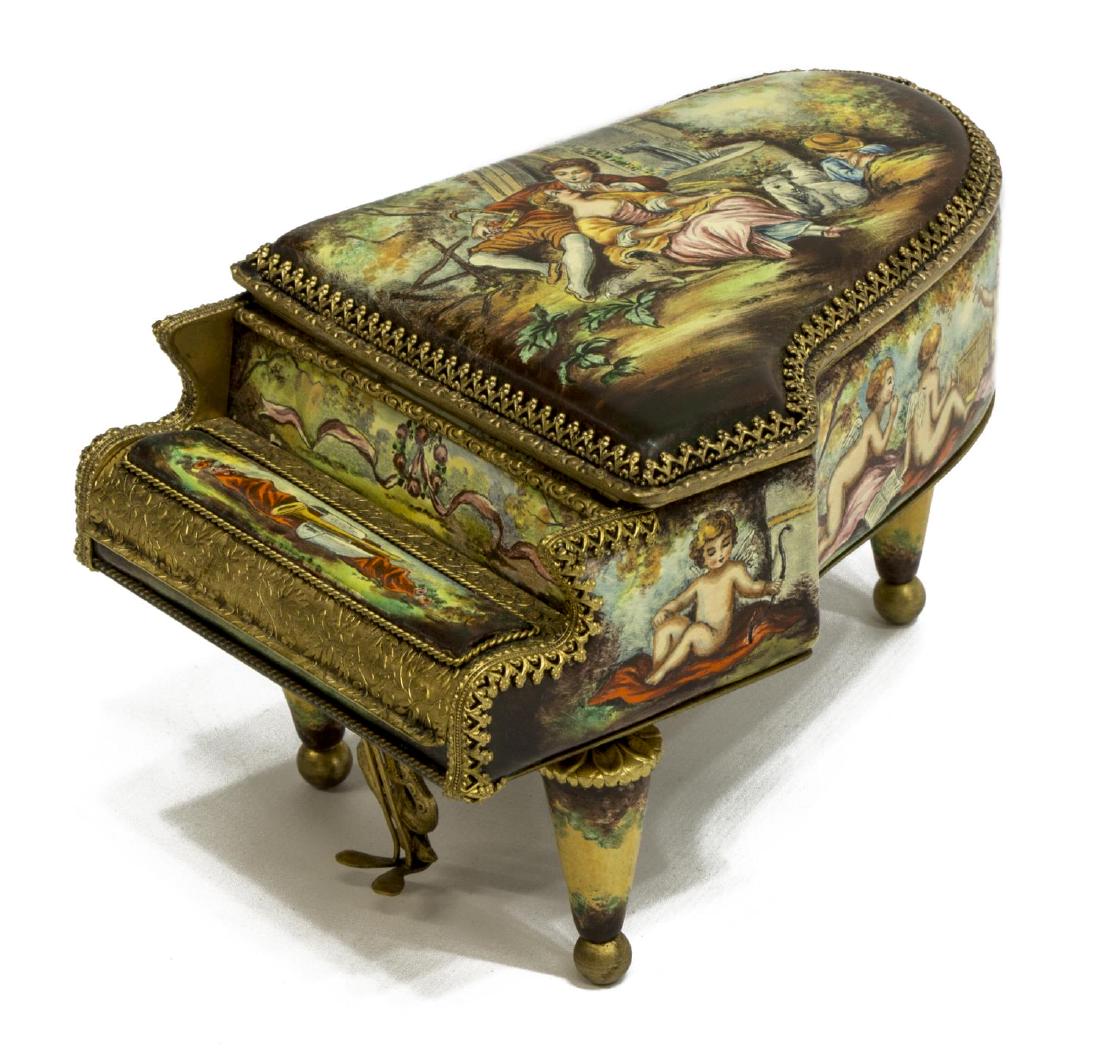 AUSTRIAN ENAMEL PAINTED PORCELAIN PIANO MUSIC BOX (1 of 7)