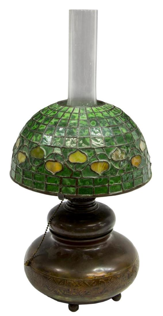 TIFFANY STUDIOS BRONZE KEROSENE LAMP ACORN SHADE (1 of 3)