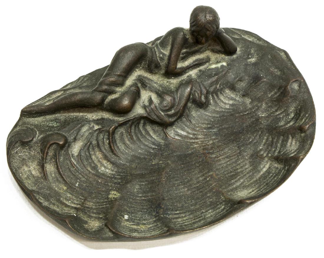 TIFFANY STUDIOS PATINATED BRONZE FIGURAL DESK TRAY (1 of 5)