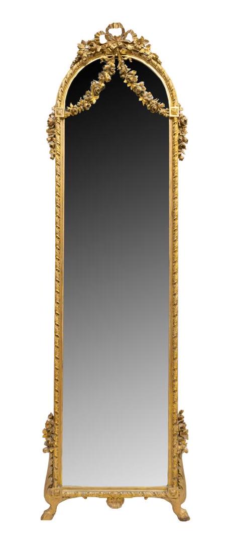 FRENCH LOUIS XVI STYLE FLORAL STANDING WALL MIRROR (1 of 3)