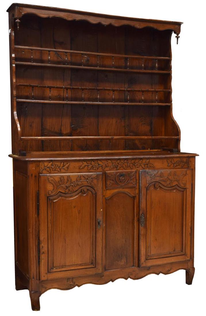 FRENCH OAK CARVED & SPINDLED VAISSELIER, 19TH C. (1 of 4)