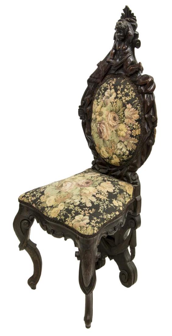 WELL CARVED ITALIAN BAROQUE STYLE HALL SIDE CHAIR (1 of 4)