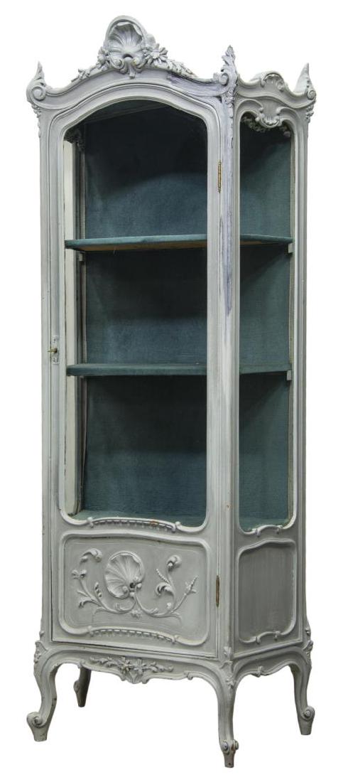 LOUIS XV SHELL CARVED PAINTED & GLAZED VITRINE (1 of 2)