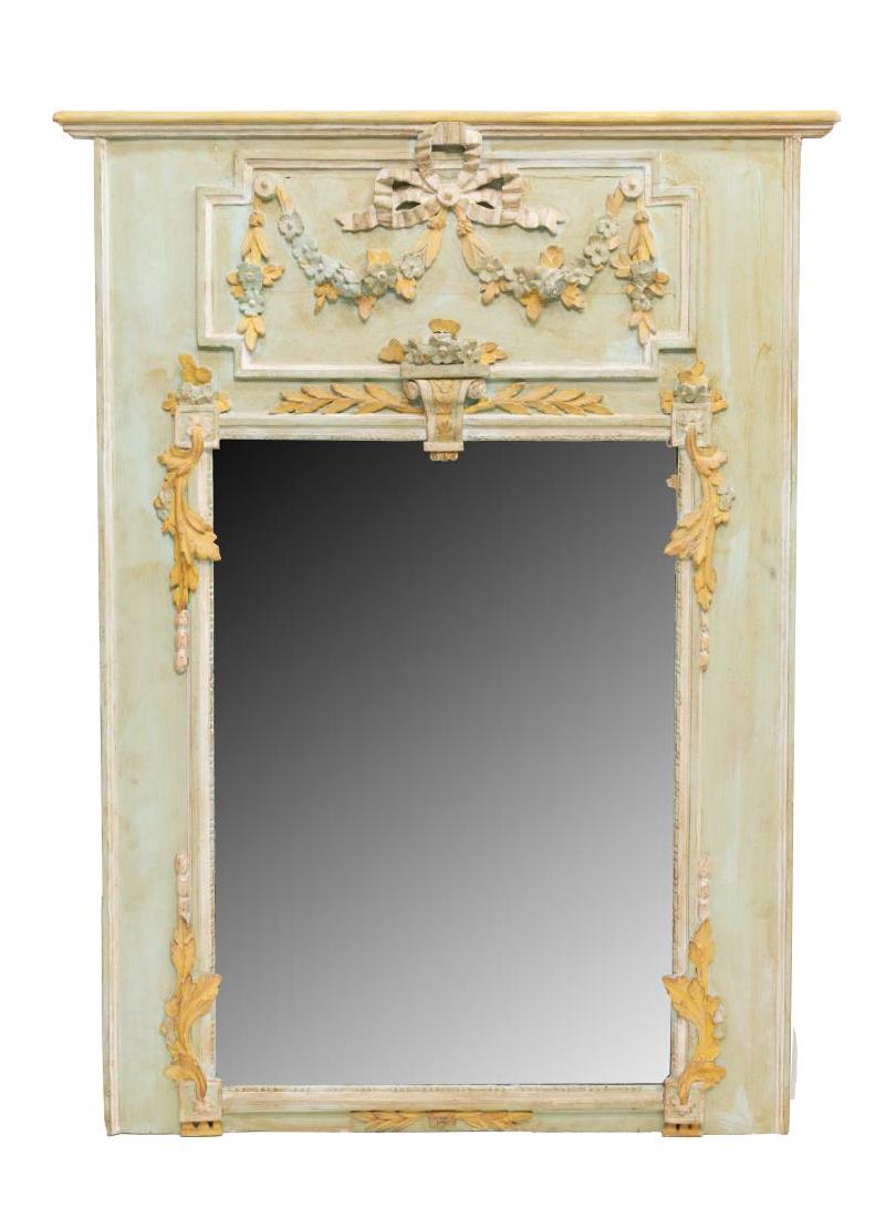 FRENCH LOUIS XVI STYLE PAINTED TRUMEAU MIRROR (1 of 3)