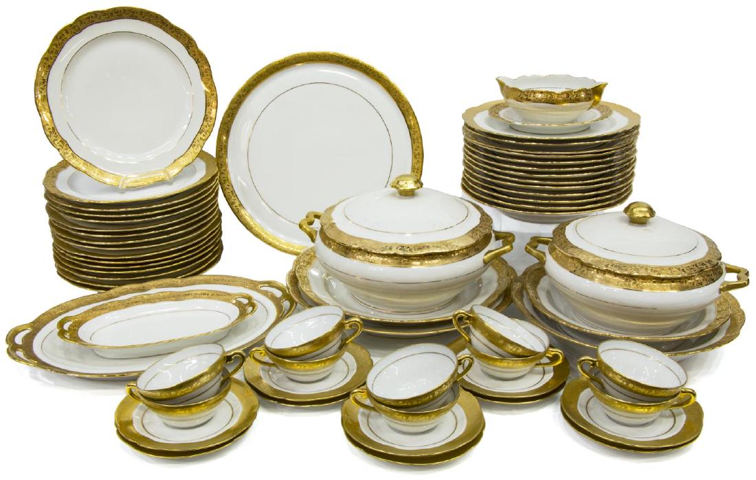 (59) CHAPUS FRERES LIMOGES GILT PORCELAIN SERVICE (1 of 3)