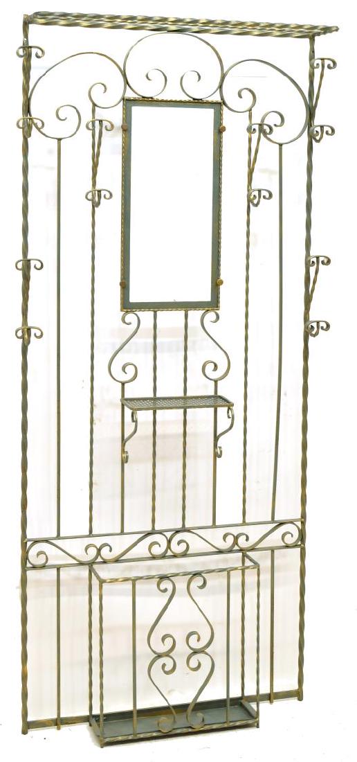 FRENCH PARCEL GILT WROUGHT IRON HALL TREE (1 of 2)