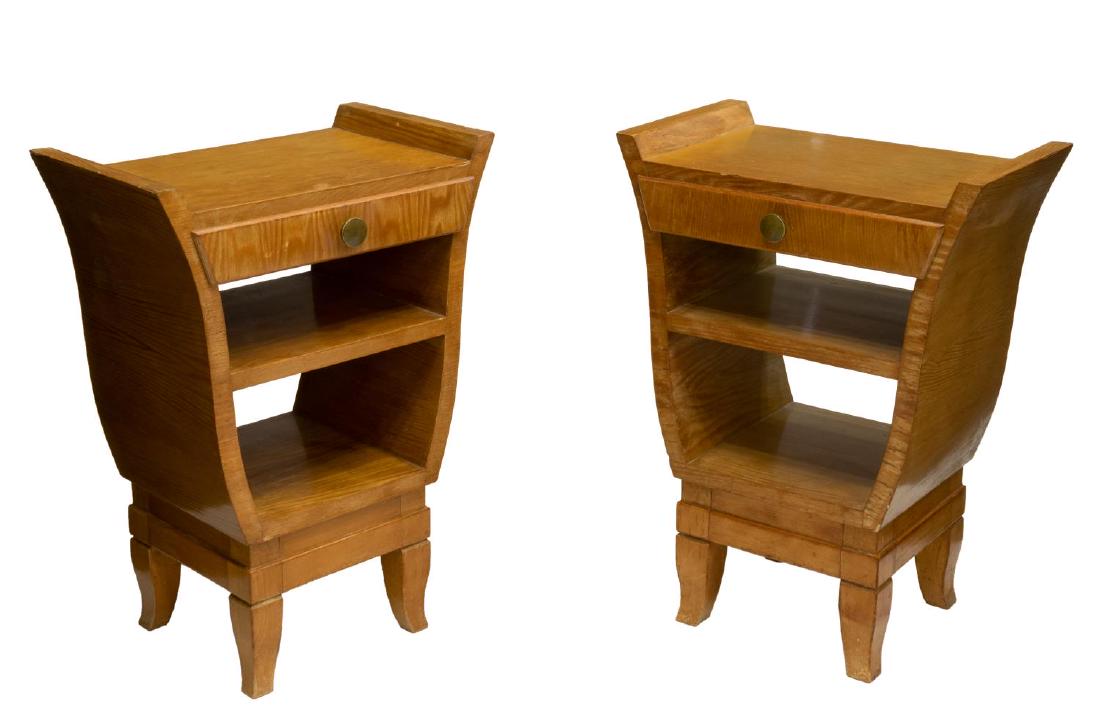 (2) FRENCH ART NOUVEAU LIGHT OAK SIDE TABLES (1 of 2)