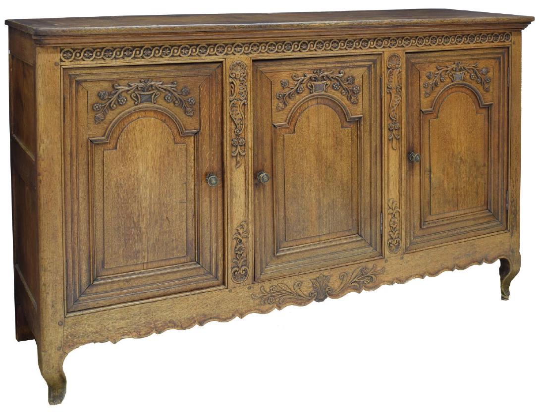 FRENCH OAK TRIPLE DOOR SIDEBOARD (1 of 4)