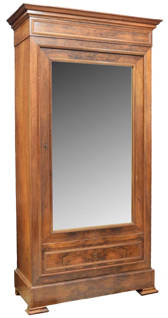 NAPOLEON III WALNUT SINGLE MIRRORED DOOR ARMOIRE (1 of 3)