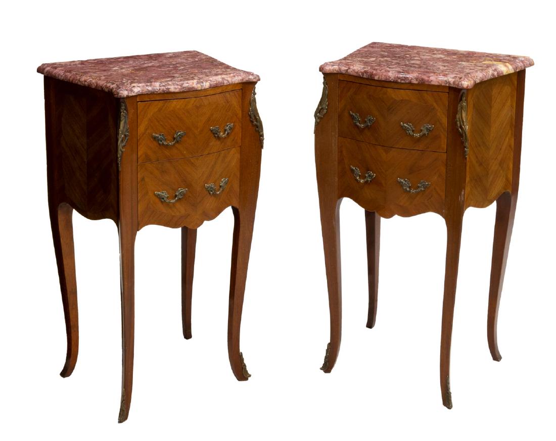 (2) LOUIS XV STYLE MARBLE TOP MATCHED SIDE TABLES (1 of 2)