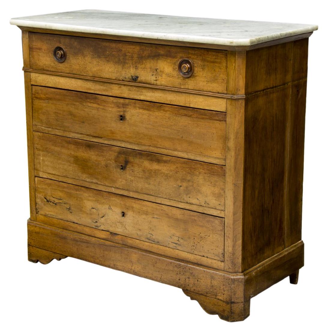 FRENCH CHARLES X MARBLE TOP WALNUT COMMODE (1 of 3)