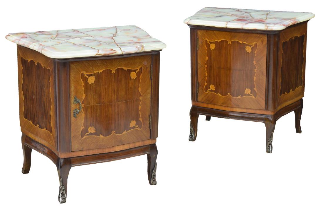 (2) LOUIS XV STYLE MARQUETRY WALNUT SIDE CABINET (1 of 4)
