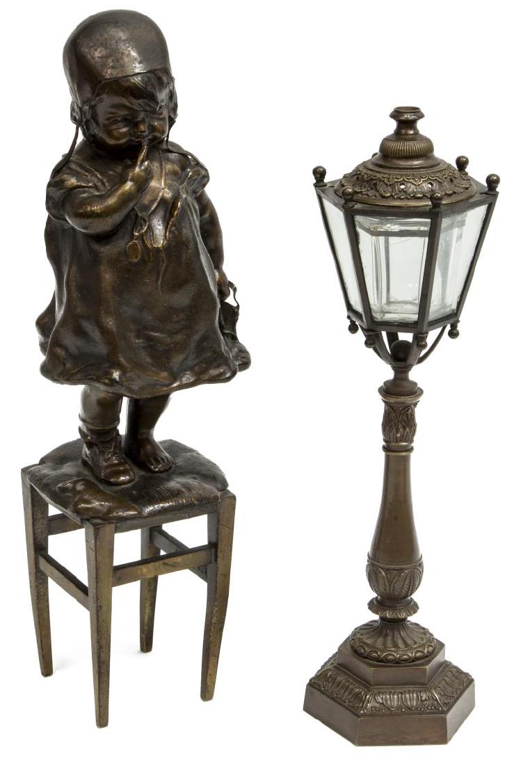 (2) GROUP OF BRONZE ITEMS, CIGAR LIGHTER, FIGURE (1 of 4)