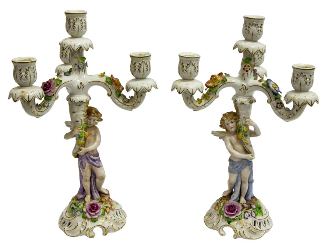 (2)VON SCHIERHOLZ FIGURAL PORCELAIN 4LT CANDELABRA (1 of 4)