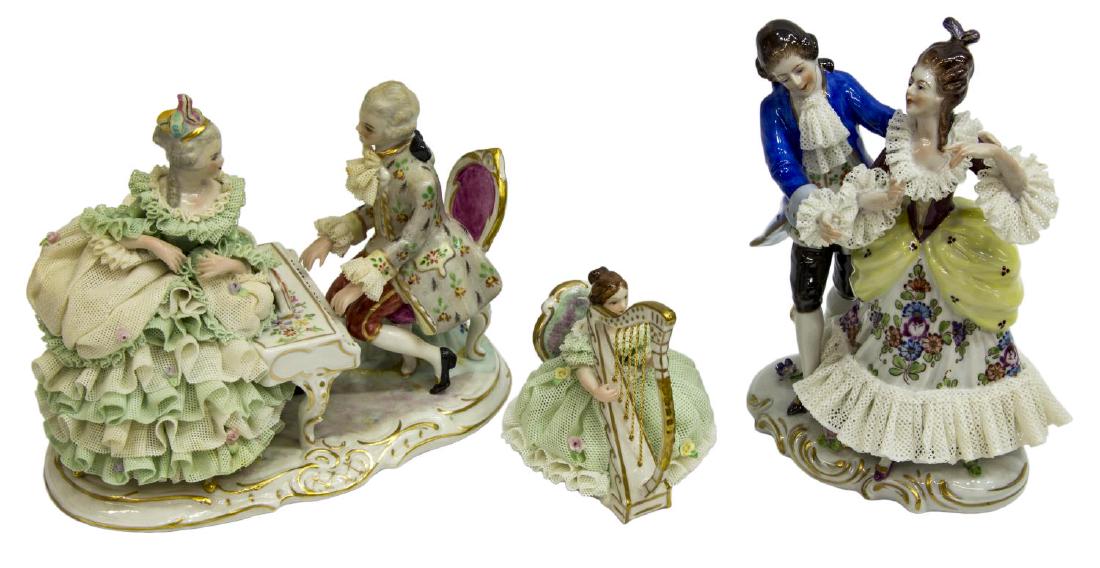 (3) PORCELAIN LACE FIGURES IRISH DRESEN/ VOLKSTEDT (1 of 6)